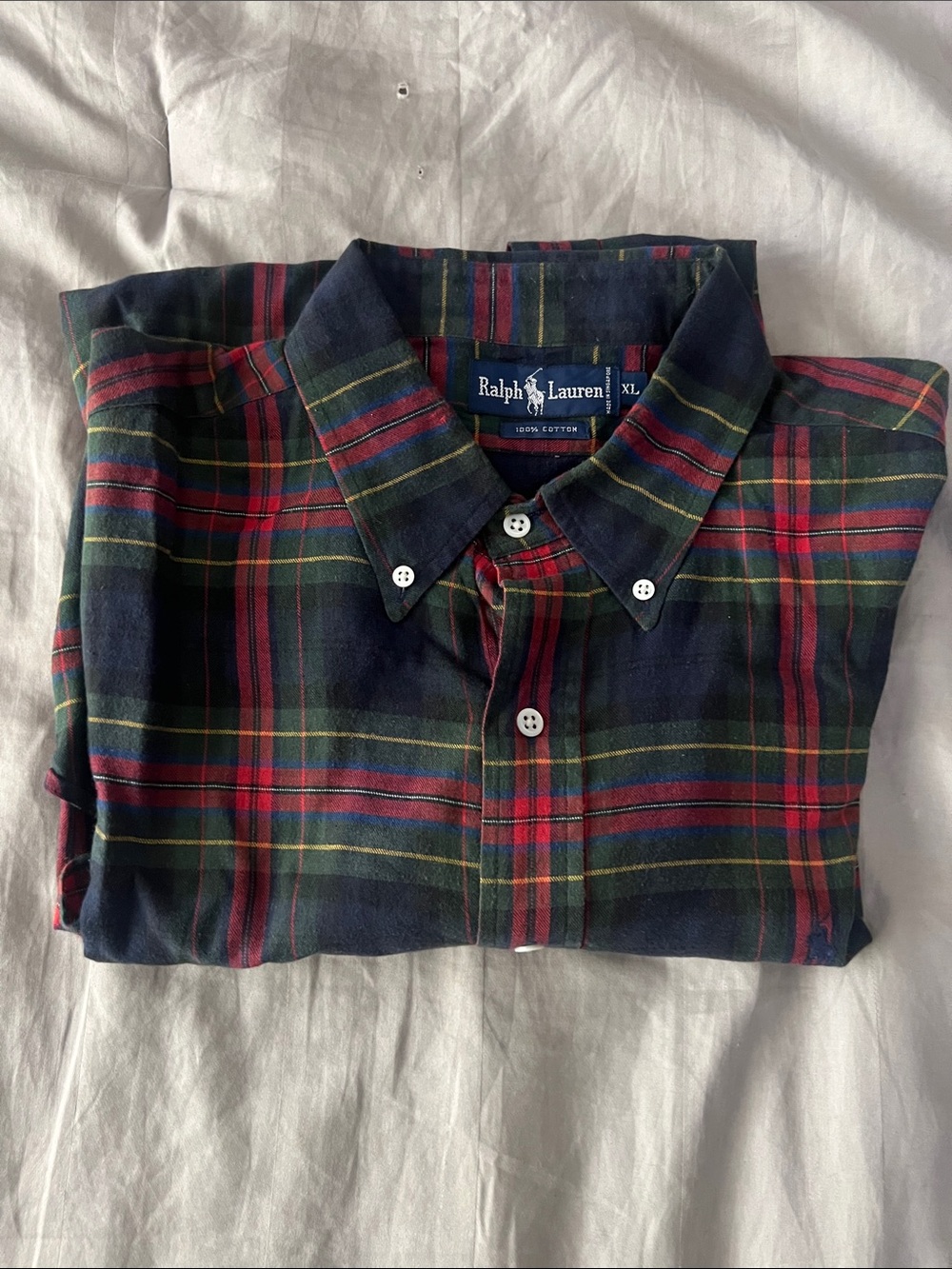 Ralph Lauren Navy, Red & Green Plaid Button-Down Shirt